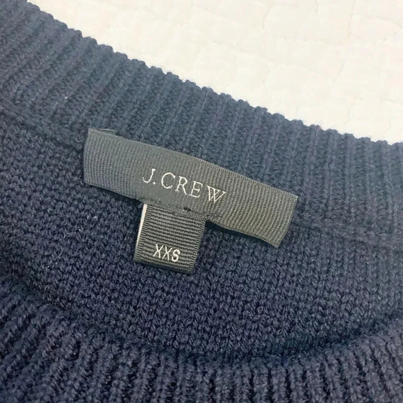 J.Crew Navy Blue Cable Crewneck Fringe Sweater - Picture 4 of 5